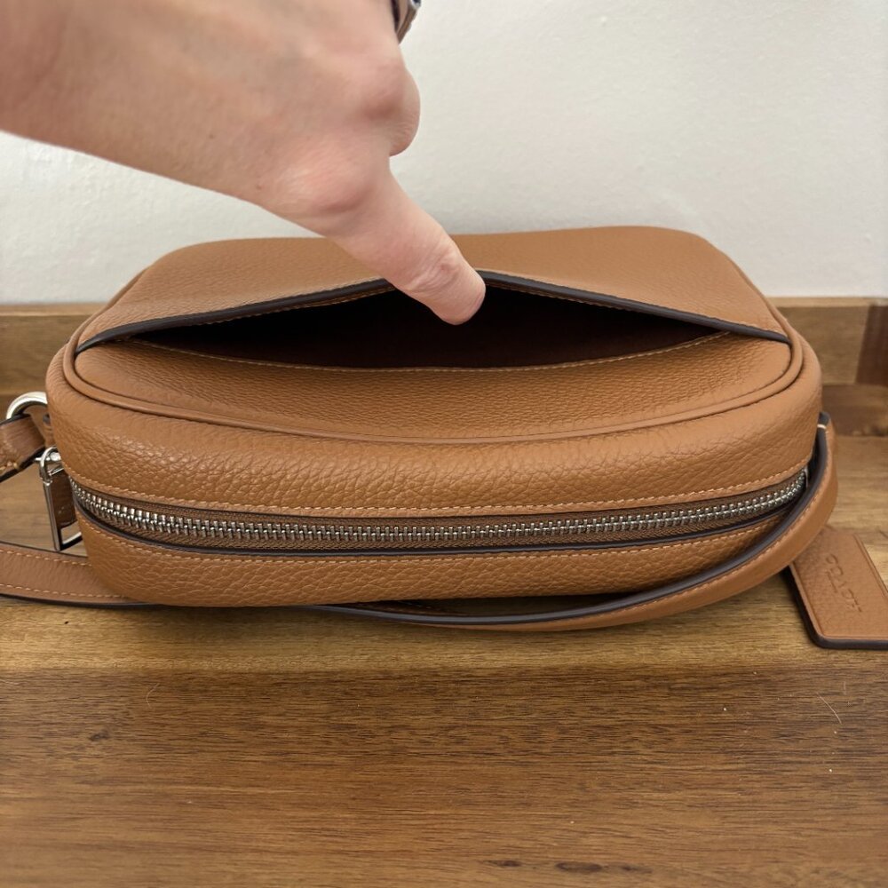Coach Tan Pebbled Leather Crossbody Bag - Picture 7 of 10